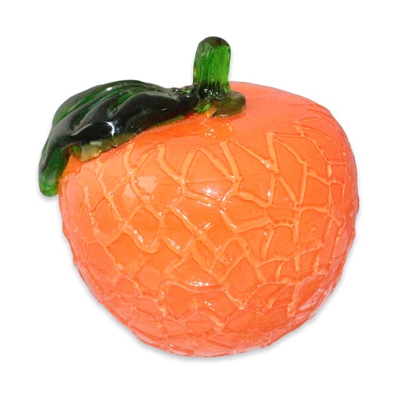 Vintage Art Glass Orange Fruit Figurine Murano Style 3D Realistic Statuette - Picture 1 of 5